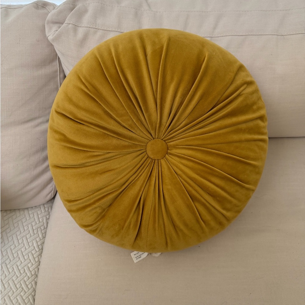 Round Mustard Velvet Pillow